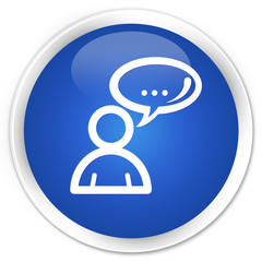 Social network icon blue glossy round button