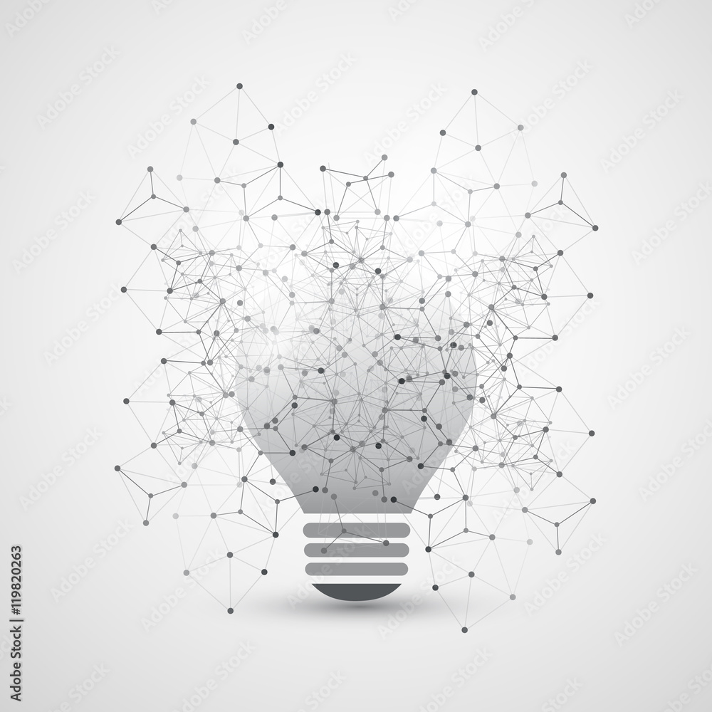 Poster abstract cloud computing and global network connections concept design with light bulb, transparent 