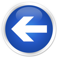 Back arrow icon blue glossy round button