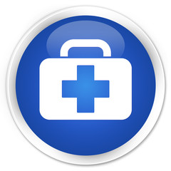 Medical bag icon blue glossy round button