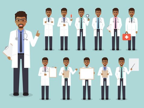 African doctor, medical and hospital staff characters.