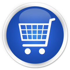 Ecommerce icon blue glossy round button