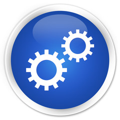 Process icon blue glossy round button