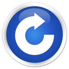 Reply arrow icon blue glossy round button