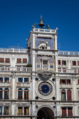 Zodiac clock Tower with winged lion and two moors (1497). Venice