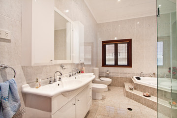 Fototapeta na wymiar Bathroom of the luxurious house 
