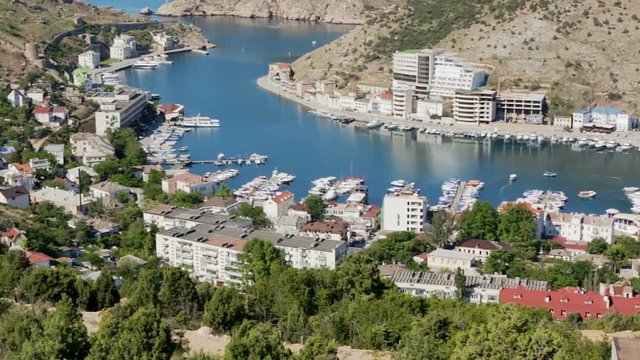 Balaklava is popular Crimean resort. Bay former submarine base.
