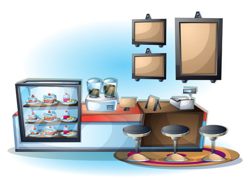 cartoon vector illustration interior cafe object with separated layers