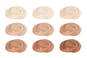 shades of foundation isolated on white