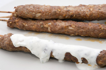 Kofta kebabs with yoghurt