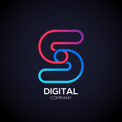 Letter S Logo Design.Linked shape circle symbol,Digital