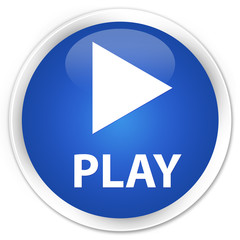 Play blue glossy round button
