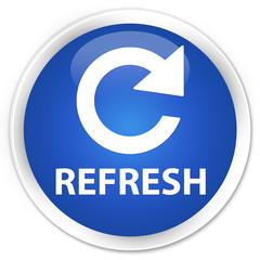 Refresh (rotate arrow icon) blue glossy round button