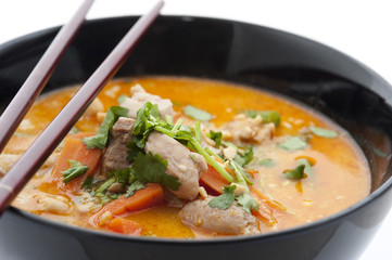 orange curried laksa soup