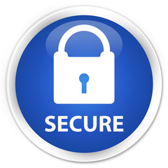 Secure (padlock icon) blue glossy round button
