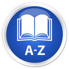 A-Z (book icon) blue glossy round button