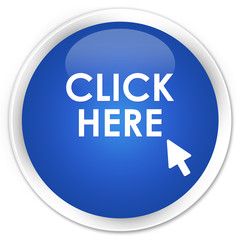 Click here blue glossy round button