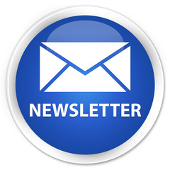 Newsletter blue glossy round button