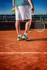 Fototapeta na wymiar tennis player serving during a match