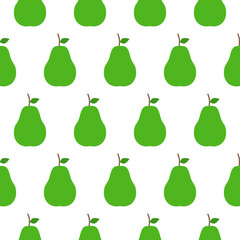 Pear flat seamless pattern over white