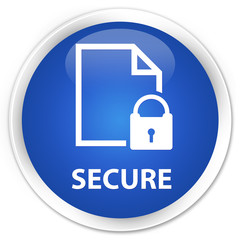 Secure (document page padlock icon) blue glossy round button