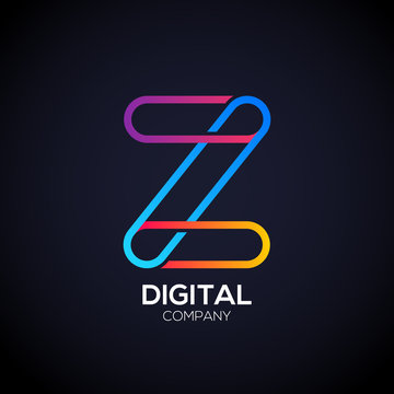 Letter Z Logo Design.Linked shape circle symbol,Digital