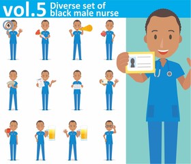 Fototapeta premium Diverse set of black male nurse on white background vol.5