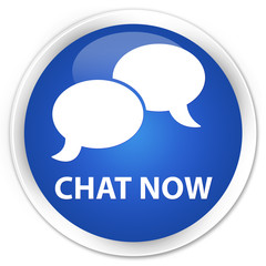 Chat now blue glossy round button