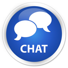 Chat blue glossy round button