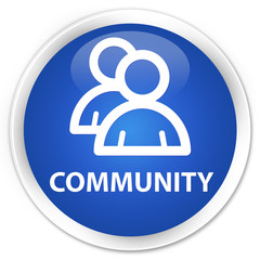 Community (group icon) blue glossy round button