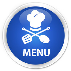 Menu (restaurant icon) blue glossy round button