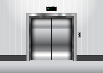 Metal elevator with closed door vector illustration