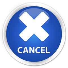 Cancel blue glossy round button