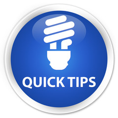 Quick tips (bulb icon) blue glossy round button