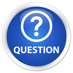 Question blue glossy round button