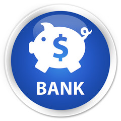 Bank (piggy box dollar sign) blue glossy round button