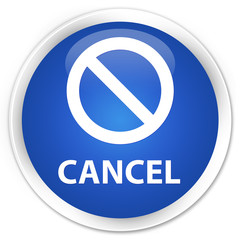 Cancel (prohibition sign icon) blue glossy round button
