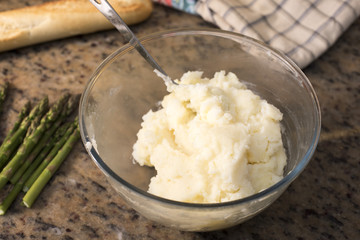 Bowl of freshly mashed cooked potato