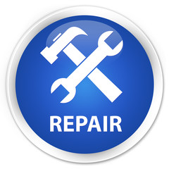 Repair (tools icon) blue glossy round button