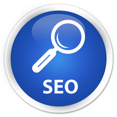 Seo blue glossy round button