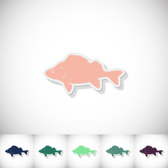 Fish perch. Flat sticker with shadow on white background