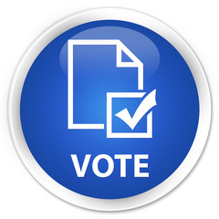 Vote (survey icon) blue glossy round button