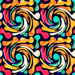 Graffiti bright psychedelic seamless pattern on a black background vector illustration