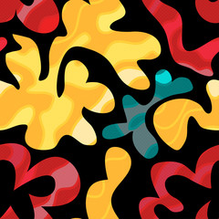 objects abstract graffiti on a black background seamless pattern