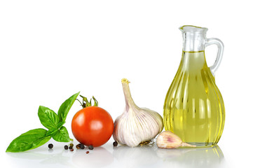 Olive oil and fresh vegetables