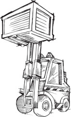 Sketch Doodle Forklift Vector Illustration Art