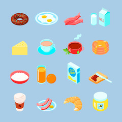 Breakfast Food And Drinks Flat Icon Set