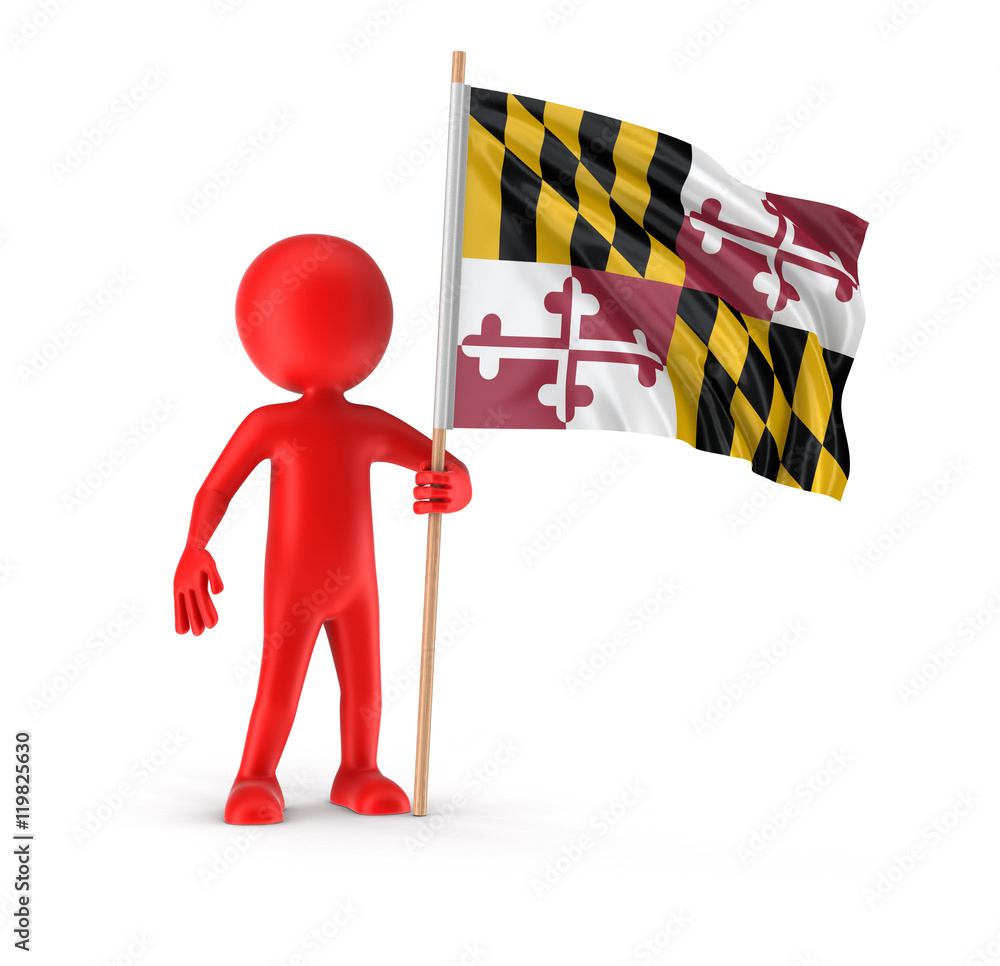 Poster man and flag of the us state of maryland. image with clipping path