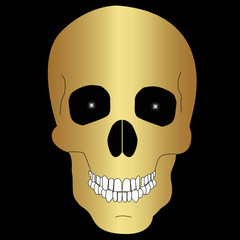 icon isolated Golden skull on white background. Halloween vector illustration