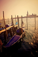 Fototapeta na wymiar Venice, gondole in front of S. Giorgio Maggiore island